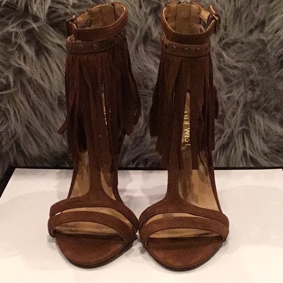 Nine West Brown Suede Fringe Sandal - Picture 2 of 8